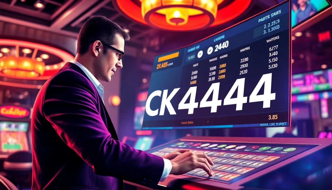 Betting on ck4444 bet displayed on a sleek online platform with vibrant casino graphics and real-time odds, capturing the thrill of online gambling.